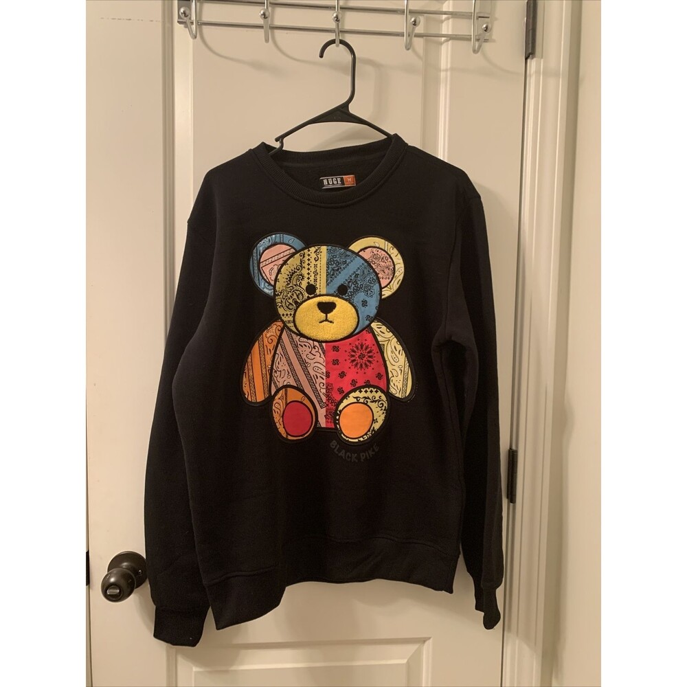 Black Pike Bear Huge Fashion Exchange Men's Size Medium Crewneck Sweatshirt